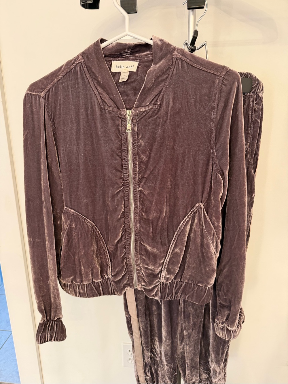 Bella Dahl Dusty Mauve Velvet Bomber Jacket